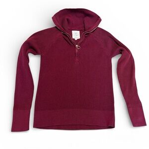 Hope & Henry Women’s Large Ribbed Half Zip Sweater Pullover Burgundy Ox Blood